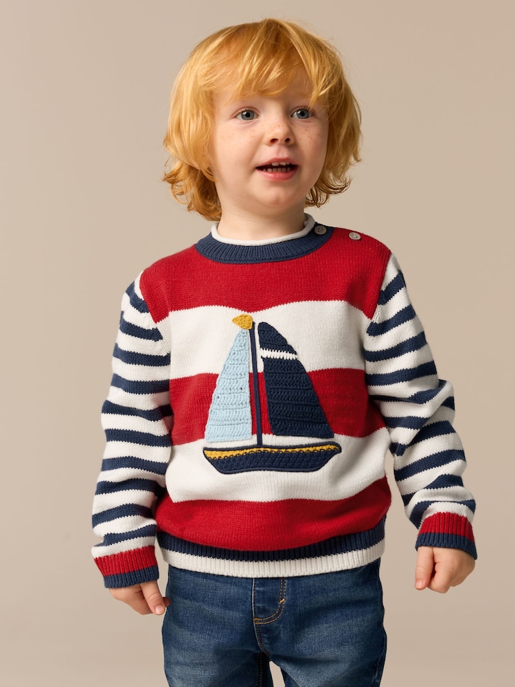 Boat Stripe Knitted Jumper (3mths-7yrs) - Image 1 of 7