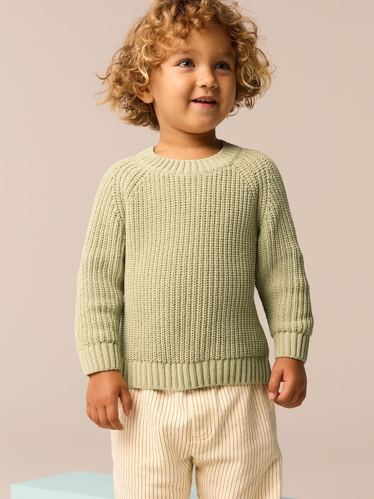 Green Knitted Crew Neck Jumper (3mths-7yrs) - Image 1 of 8