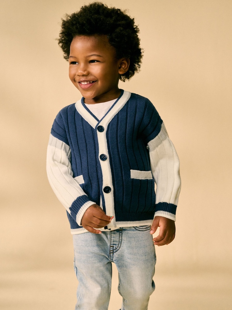 Azul marino - Varsity Knitted Cardigan (3mths-7yrs) - Imagen 1 de 9 Azul marino - Varsity Knitted Cardigan (3mths-7yrs) - Imagen 1 de 9