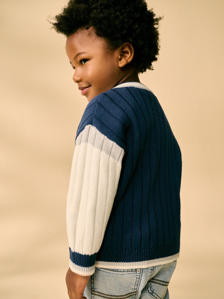 Azul marino - Varsity Knitted Cardigan (3mths-7yrs) - Imagen 2 de 9 Azul marino - Varsity Knitted Cardigan (3mths-7yrs) - Imagen 2 de 9