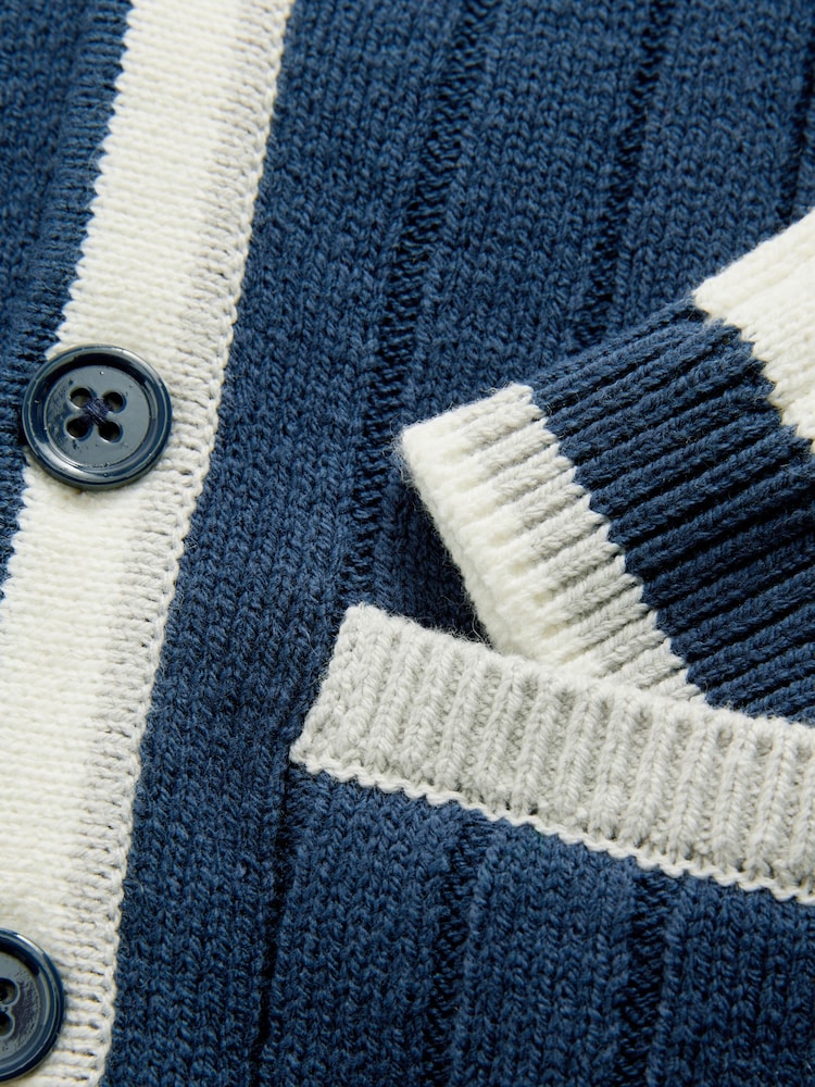 Navy Blue Varsity Knitted Cardigan (3mths-7yrs) - Image 7 of 9