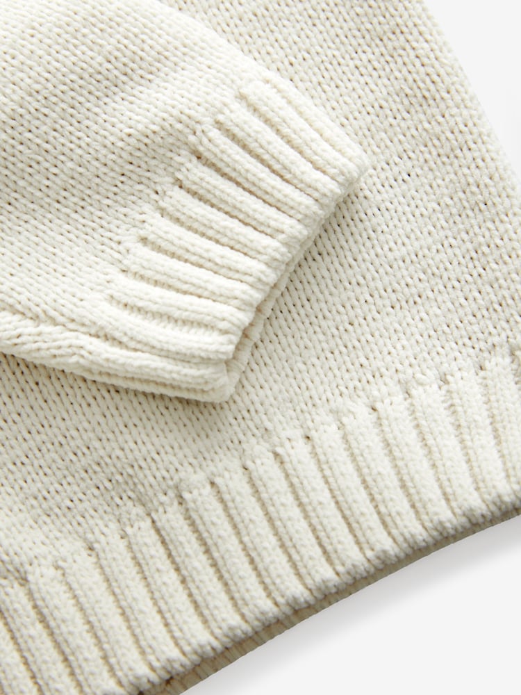 Ecru OK Smile Knitted Crew Neck Jumper (3mths-7yrs) - Image 3 of 4