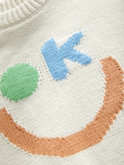 Ecru OK Smile Knitted Crew Neck Jumper (3mths-7yrs) - Image 4 of 4