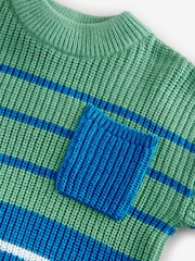 Blue/Green Stripe Crew Neck Knitted Jumper (3mths-7yrs) - Image 7 of 8