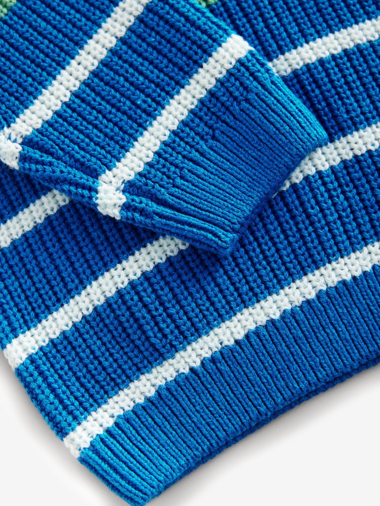 Blue/Green Stripe Crew Neck Knitted Jumper (3mths-7yrs) - Image 8 of 8 Blue/Green Stripe Crew Neck Knitted Jumper (3mths-7yrs) - Image 8 of 8