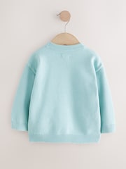 Blue 100% Cotton Sea Life Character Knitted Crew Neck Jumper (3mths-7yrs) - Image 2 of 4