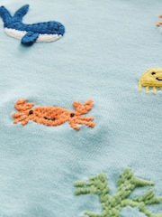 Blue 100% Cotton Sea Life Character Knitted Crew Neck Jumper (3mths-7yrs) - Image 4 of 4