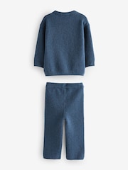 Navy Blue Knitted NYC Varsity Jumper and Joggers Set (3mths-7yrs) - Image 10 of 13