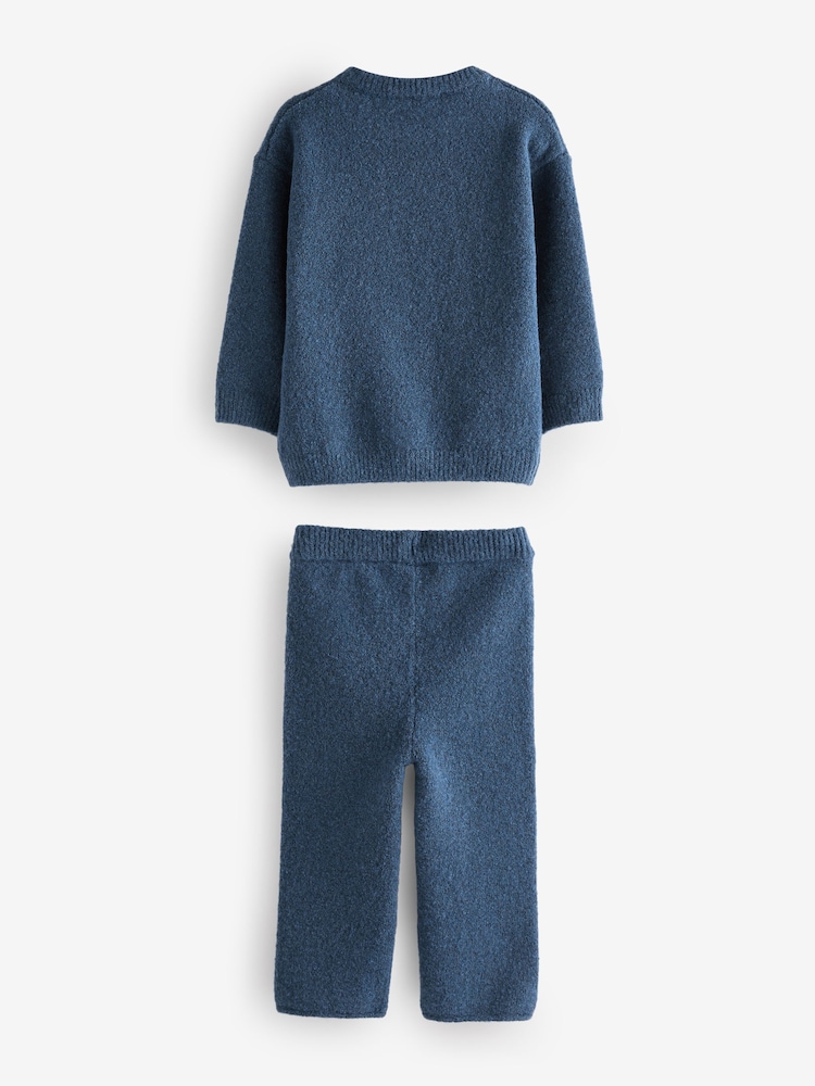 Navy Blue Knitted NYC Varsity Jumper and Joggers Set (3mths-7yrs) - Image 10 of 13