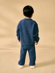 Navy Blue Knitted NYC Varsity Jumper and Joggers Set (3mths-7yrs) - Image 3 of 13