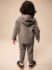 Neutral Knitted Zip Neck Utility Hoodie and Joggers Set (3mths-7yrs) - Image 2 of 9