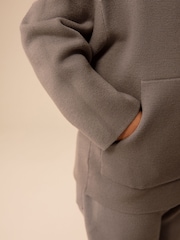 Neutral Knitted Zip Neck Utility Hoodie and Joggers Set (3mths-7yrs) - Image 4 of 9