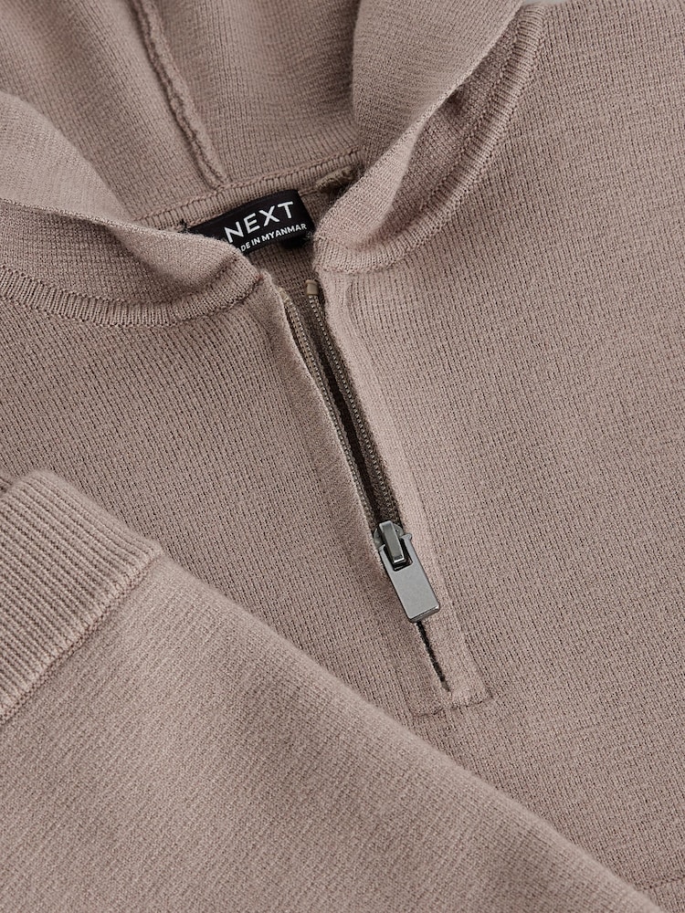 Neutral Knitted Zip Neck Utility Hoodie and Joggers Set (3mths-7yrs) - Image 9 of 9