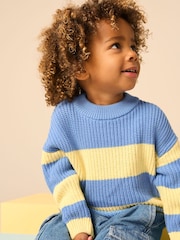 Yellow/Blue Stripe Knitted Crew Neck Jumper (3mths-7yrs) - Image 2 of 8