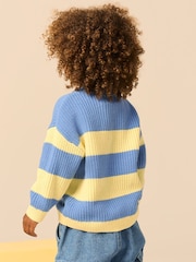 Yellow/Blue Stripe Knitted Crew Neck Jumper (3mths-7yrs) - Image 3 of 8
