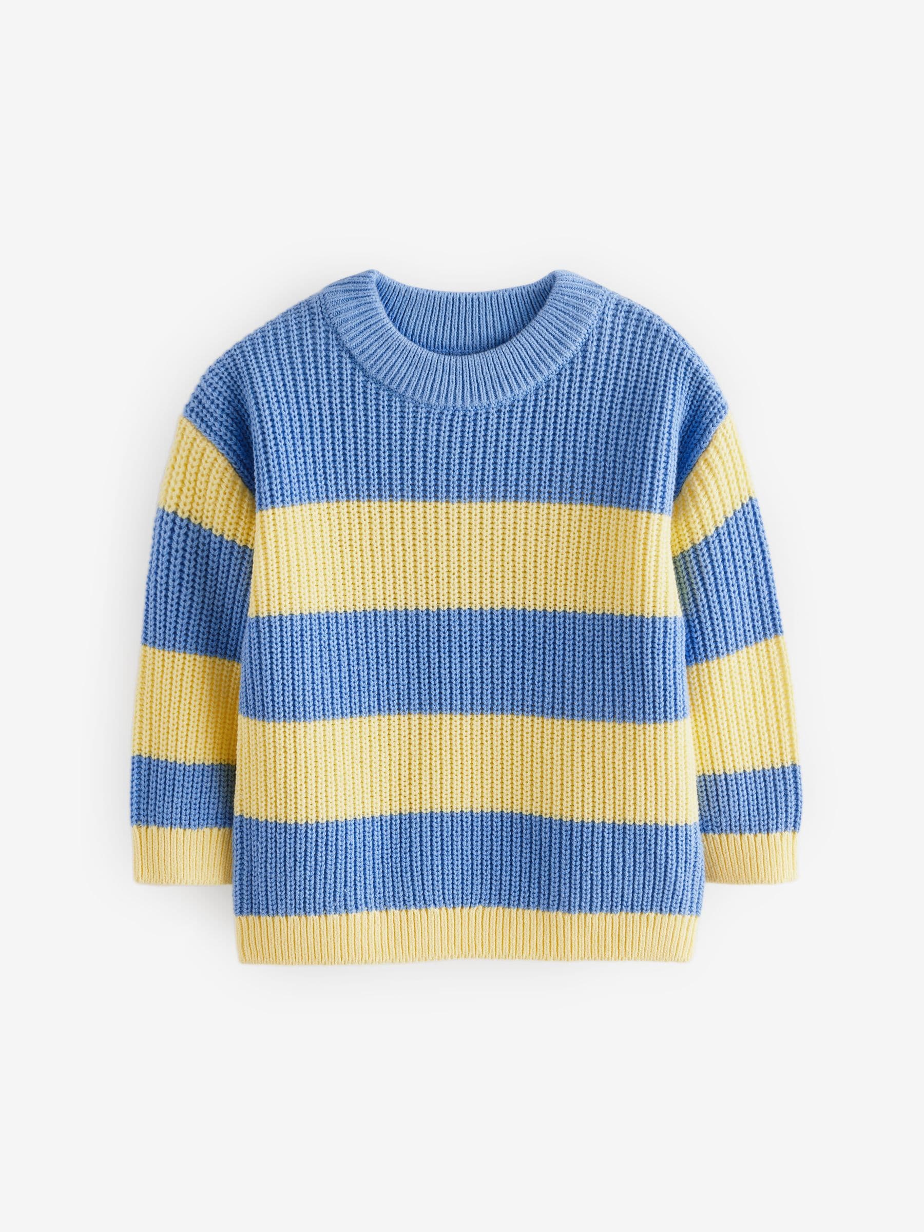 Buy Yellow/Blue Stripe Knitted Crew Neck Jumper (3mths-7yrs Buy Yellow/Blue Stripe Knitted Crew Neck Jumper (3mths-7yrs