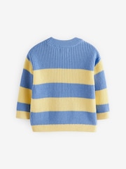 Yellow/Blue Stripe Knitted Crew Neck Jumper (3mths-7yrs) - Image 6 of 8