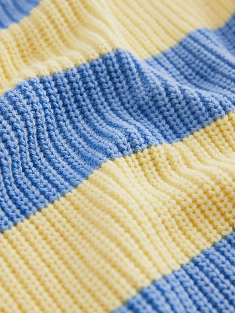 Yellow/Blue Stripe Knitted Crew Neck Jumper (3mths-7yrs) - Image 8 of 8