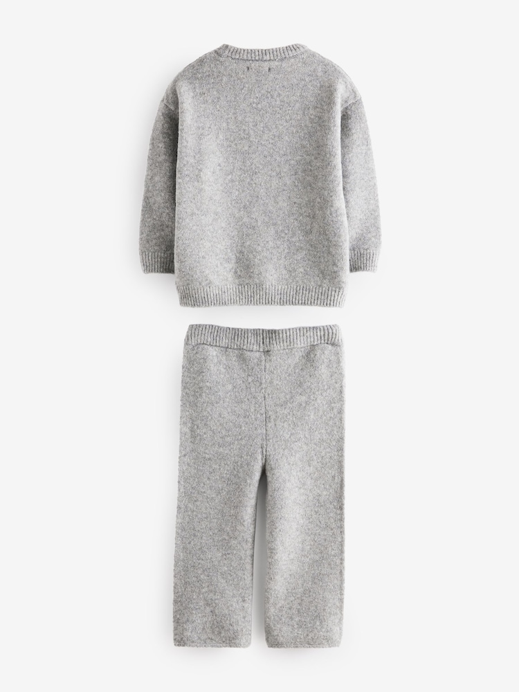 Grey Knitted NYC Varsity Jumper and Joggers Set (3mths-7yrs) - Image 5 of 7