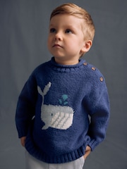 Navy Blue Whale Knitted Jumper (3mths-7yrs) - Image 1 of 7