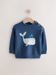 Navy Blue Whale Knitted Jumper (3mths-7yrs) - Image 4 of 7
