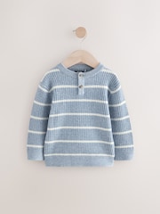 Blue Stripe Knitted Henley Jumper (3mths-7yrs) - Image 1 of 4