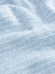 Blue Textured Revere Collar Short Sleeve Knitted 100% Cotton Polo Shirt (3mths-7yrs) - Image 4 of 4