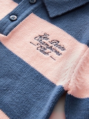 Navy Blue/Pink Stripe Knitted Rugby Shirt (3mths-7yrs) - Image 7 of 8