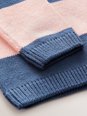 Navy Blue/Pink Stripe Knitted Rugby Shirt (3mths-7yrs) - Image 8 of 8