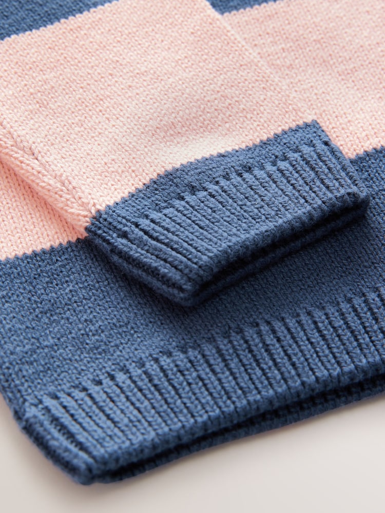 Navy Blue/Pink Stripe Knitted Rugby Shirt (3mths-7yrs) - Image 8 of 8 Navy Blue/Pink Stripe Knitted Rugby Shirt (3mths-7yrs) - Image 8 of 8
