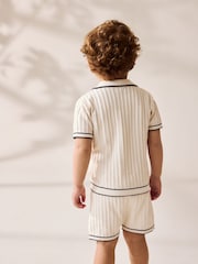 Ecru Knitted Button Through Polo Shirt and Shorts Set (3mths-10yrs) - Image 2 of 8