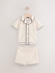 Ecru Knitted Button Through Polo Shirt and Shorts Set (3mths-10yrs) - Image 5 of 8