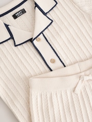 Ecru Knitted Button Through Polo Shirt and Shorts Set (3mths-10yrs) - Image 7 of 8