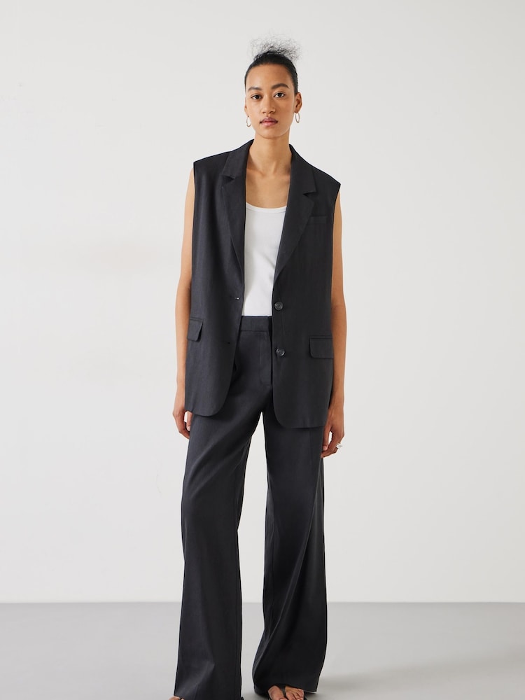 Hush Black Lana Linen Blend Trousers - Image 1 of 5