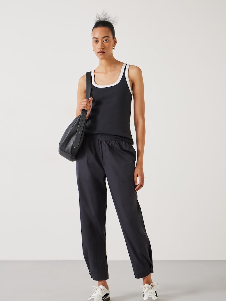 Hush Black Cotton Poplin Easy 100% Cotton Trousers - Image 1 of 5