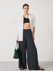 Hush Black Elodie Beach 100% Cotton Trousers - Image 1 of 5