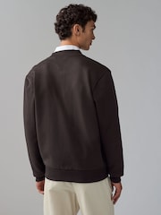 Chocolate Brown Zip Through Cotton Rich Jersey Bomber Jacket - Image 3 of 9