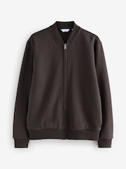 Chocolate Brown Zip Through Cotton Rich Jersey Bomber Jacket - Image 6 of 9