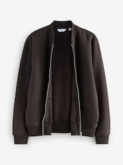 Chocolate Brown Zip Through Cotton Rich Jersey Bomber Jacket - Image 7 of 9