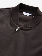 Chocolate Brown Zip Through Cotton Rich Jersey Bomber Jacket - Image 8 of 9