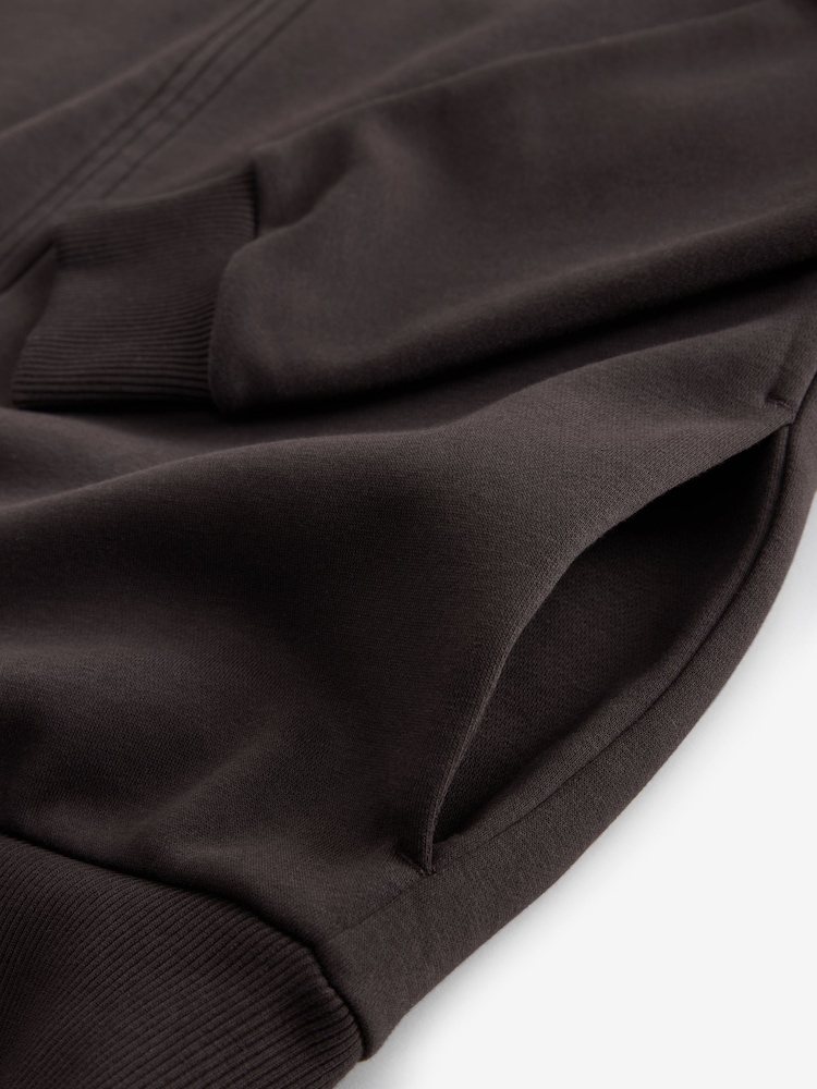 Chocolate Brown Zip Through Cotton Rich Jersey Bomber Jacket - Image 9 of 9