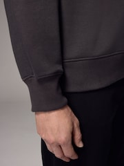 Slate Grey Quarter Zip Neck Funnel Sweatshirt - Image 6 of 9