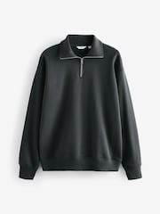 Slate Grey Quarter Zip Neck Funnel Sweatshirt - Image 7 of 9