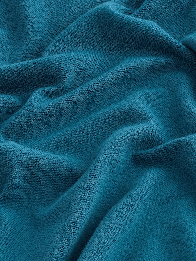 Blue Teal Regular Fit Knitted Long Sleeve Polo Shirt - Image 7 of 7
