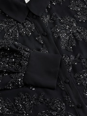 Black Sequin Embellished Sheer Shirt - Image 7 of 8