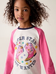 Little Bird by Jools Oliver Pink 100% Cotton Long Sleeve Colourful T-Shirt - Image 3 of 7