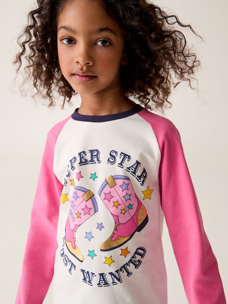 Little Bird by Jools Oliver Pink 100% Cotton Long Sleeve Colourful T-Shirt - Image 3 of 7