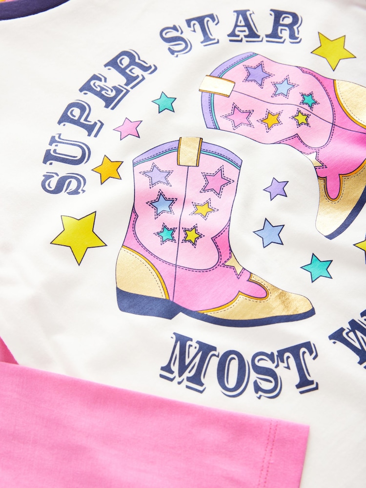 Little Bird by Jools Oliver Pink 100% Cotton Long Sleeve Colourful T-Shirt - Image 6 of 7