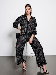 Black Sequin Embellished Trousers - Image 1 of 7