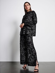 Black Sequin Embellished Trousers - Image 3 of 7